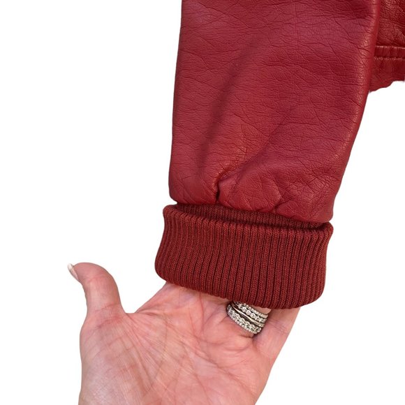 Jou Jou Faux Leather Burgundy Lined Zipper Front Closure - Picture 11 of 13